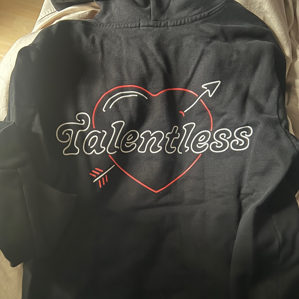 Talentless Black heavyweight hoodie with heart logo